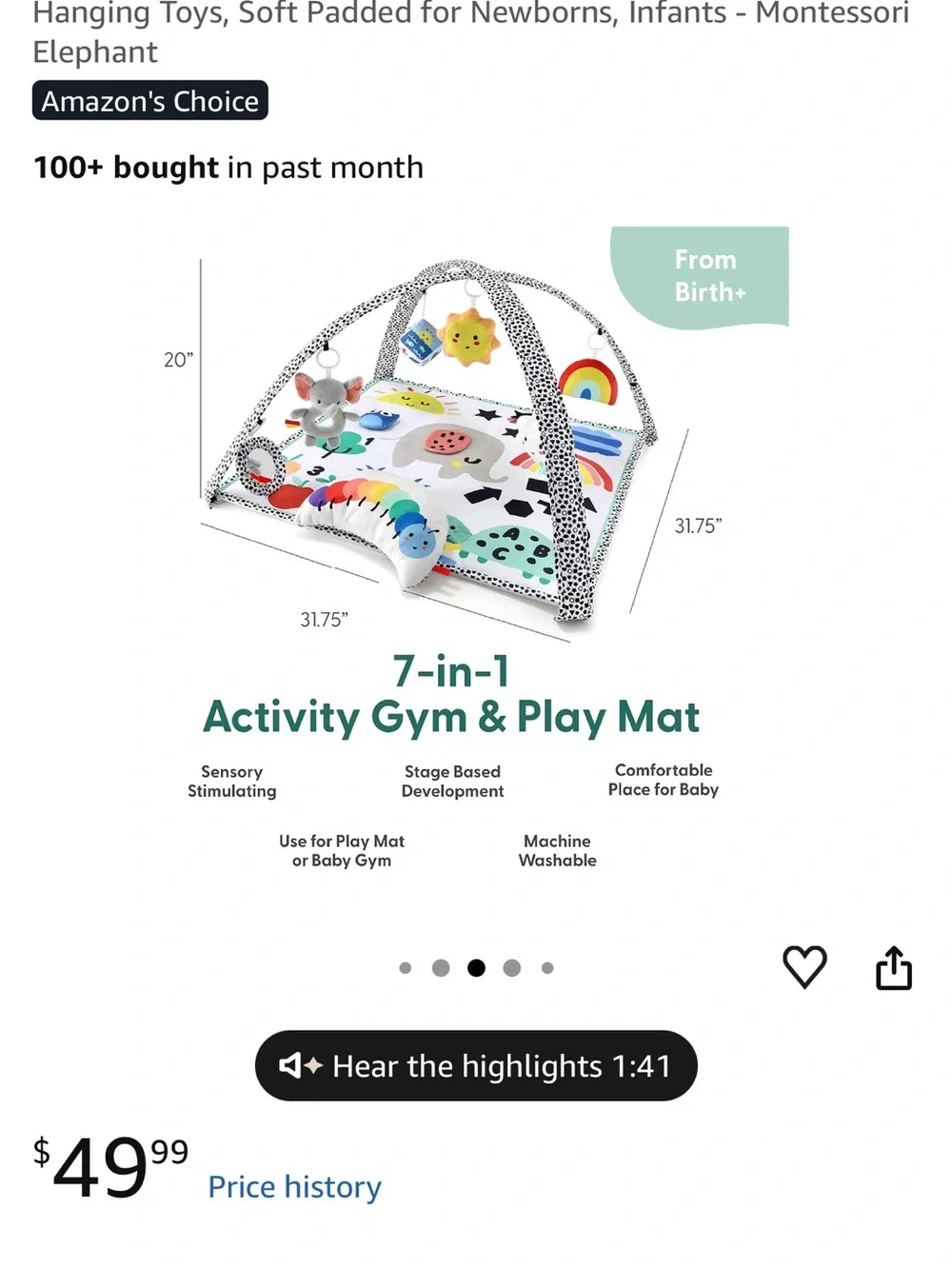 7-in-1 Activity Gym & Play Mat - Multicolor